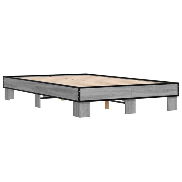 vidaXL Cadre de lit sonoma gris 120x190 cm bois d'ingénierie et métal