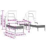 vidaXL Chaises longues lot de 2 et auvents et table marron poly rotin