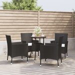 vidaXL Ensemble de bistro de jardin 5 Pièces coussins noir poly rotin