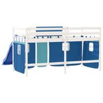 vidaXL Lit mezzanine enfants et rideaux bleu 80x200cm bois pin massif