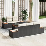 vidaXL Ensemble de Canapés de Jardin de 6 pièces avec Coussins Noir Poly Rattan Acacia