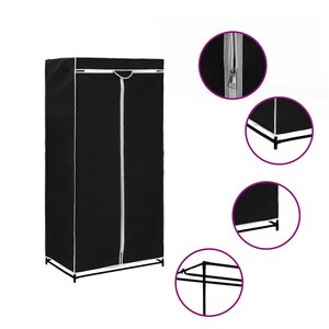 vidaXL Garde-robe Noir 75x50x160 cm
