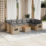 vidaXL Salon de jardin et coussins 10 Pièces mélange beige résine tressée