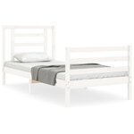 vidaXL Cadre de lit avec tête de lit blanc simple bois massif