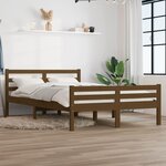 vidaXL Cadre de lit Marron miel Bois massif 135x190 cm Double