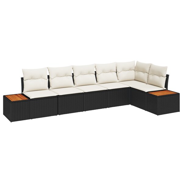 vidaXL Ensemble de canapé de jardin six pièces avec coussins en rotin synthétique noir