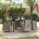 vidaXL Ensemble de salle à manger de jardin 5 pièces avec coussins Gris clair Poly Rattan