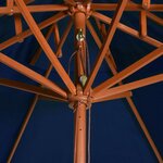 vidaXL Parasol à deux étages avec mât en bois bleu 270 cm