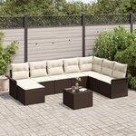 vidaXL Ensemble de canapé de jardin de 8 pièces avec coussins en poly rotin gris