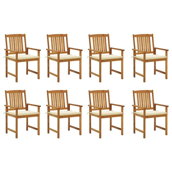 vidaXL Chaises de jardin avec coussins lot de 8 Bois d'acacia solide
