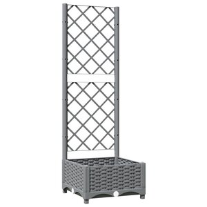 vidaXL Jardinière avec treillis Gris clair 40x40x121 5 cm PP