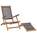 vidaXL Chaise de terrasse avec repose-pied Bois de teck solide Noir