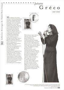 Document philatélique - Juliette Gréco (1927-2020)