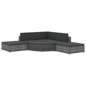 vidaXL Salon de jardin 6 Pièces avec coussins Résine tressée Gris