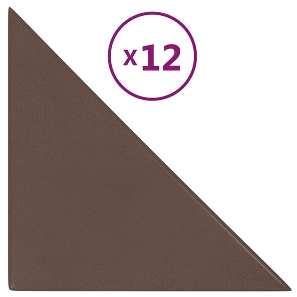 vidaXL Panneaux muraux 12 Pièces Marron 30x30 cm Similicuir 0 54 m²