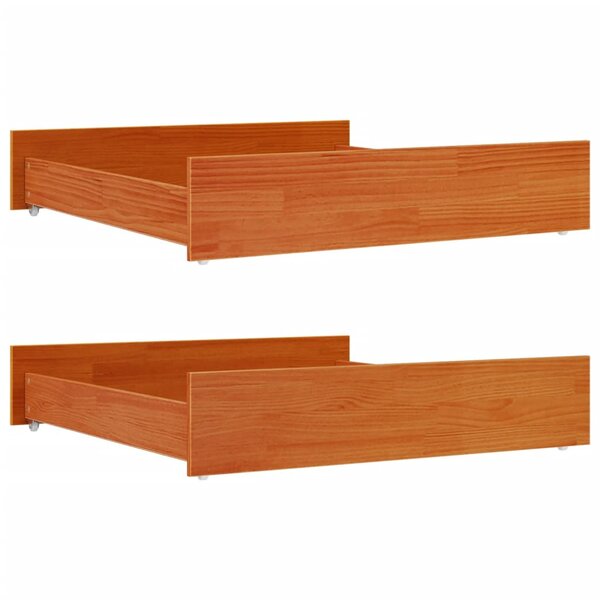 vidaXL Tiroirs de lit 2 Pièces cire marron bois de pin massif