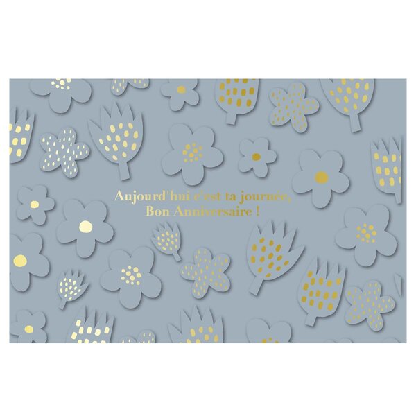 Carte Aujourd'hui C'est Ta Journée  Bon Anniversaire ! - Bleu Gris - Draeger paris