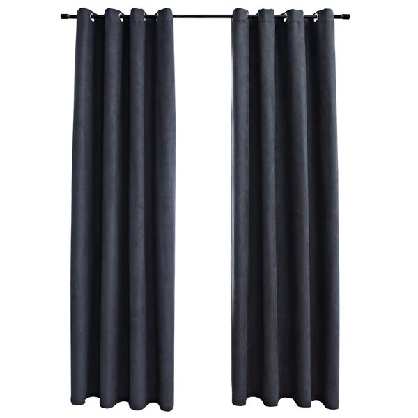 vidaXL Rideaux occultants avec anneaux Métal 2Pièces Anthracite 140x225cm