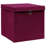 vidaXL Boîtes de rangement 10 Pièces Rouge foncé 32x32x32 cm Tissu