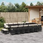vidaXL Ensemble à manger de jardin 17 Pièces coussins noir résine tressée