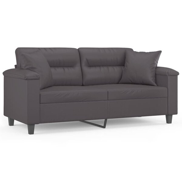 vidaXL Canapé 2 places avec oreillers décoratifs gris 140cm similicuir