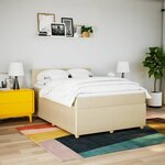 vidaXL Sommier à lattes de lit avec matelas Crème 140x200 cm Tissu