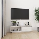 vidaXL Meuble TV Blanc 110x30x33 5 cm Bois de pin massif
