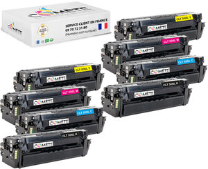 506l - 8 toners compatibles avec samsung 506l clt-c506l clt-c506s clt-506l clt-506s 2 noirs 2 cyan 2 magenta 2 jaunes