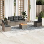 vidaXL Salon de jardin 6 Pièces avec coussins gris résine tressée