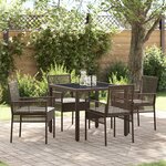 Ensemble de salle à manger de jardin vidaXL 5 pièces avec coussins en poly rattan marron