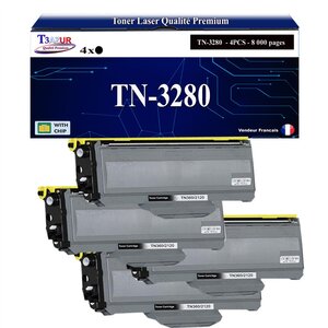 T3AZUR - 4x Toners compatibles avec Brother TN3280 TN3230 - 8 000 pages