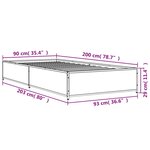 vidaXL Cadre de lit chêne marron 90x200 cm bois d'ingénierie et métal