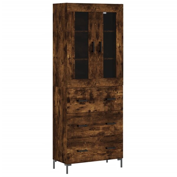 vidaXL Buffet haut Chêne fumé 69 5x34x180 cm Bois d'ingénierie