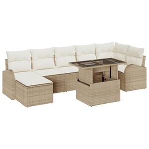 vidaXL Ensemble de Canapés de Jardin 8 pièces avec Housses Beige Rattan