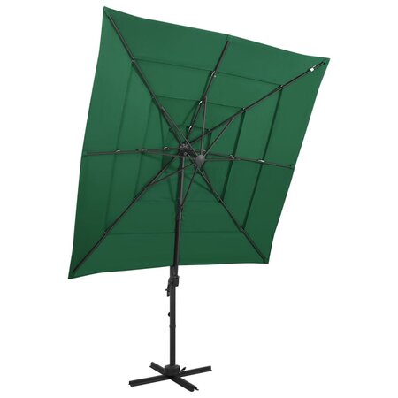 vidaXL Parasol à 4 niveaux avec mât en aluminium Vert 250x250 cm