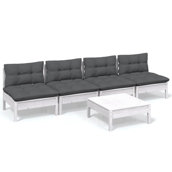 vidaXL Salon de jardin 5 Pièces avec coussins anthracite bois de pin