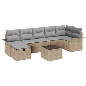 vidaXL Ensemble de canapé de jardin 8 Pièces Beige et Gris clair
