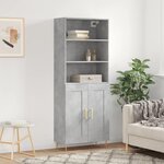vidaXL Buffet haut Gris béton 69 5x34x180 cm Bois d'ingénierie
