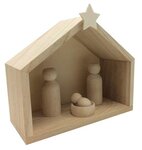 2 crèches en bois + pions 18 x 8 x 15 cm