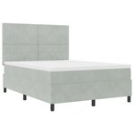 Lit à ressorts vidaXL avec matelas et lumière LED gris clair 140x190 cm en velours