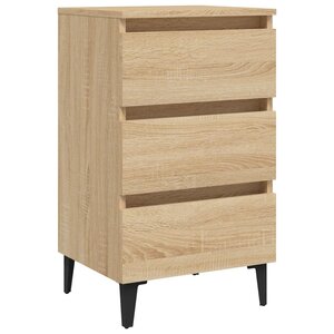 vidaXL Table de chevet avec pieds en métal chêne sonoma 40x35x69 cm