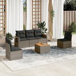 vidaXL Salon de jardin 6 Pièces avec coussins gris résine tressée