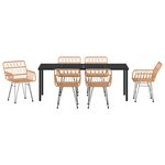 vidaXL Set de Salle à Manger de Jardin 7 Pièces en Rattan Poly Brun