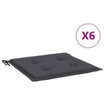 vidaXL Coussins de chaise de jardin lot de 6 anthracite 50x50x3 cm