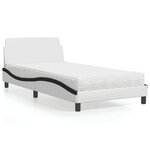 vidaXL Lit avec matelas blanc et noir 100x200 cm similicuir