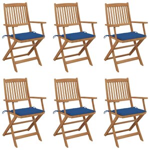 vidaXL Chaises pliables de jardin lot de 6 avec coussins Bois d'acacia