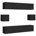 vidaXL Ensemble de meuble TV 6 Pièces Noir Bois d'ingénierie