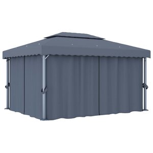 vidaXL Tonnelle avec rideau 4x3 m Anthracite Aluminium