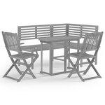 vidaXL Mobilier de bistro 4 Pièces Bois d'acacia solide Gris