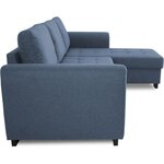 Canapé d'angle fixe réversible 4 places - Tissu Bleu - 245 x 150 x 86 cm